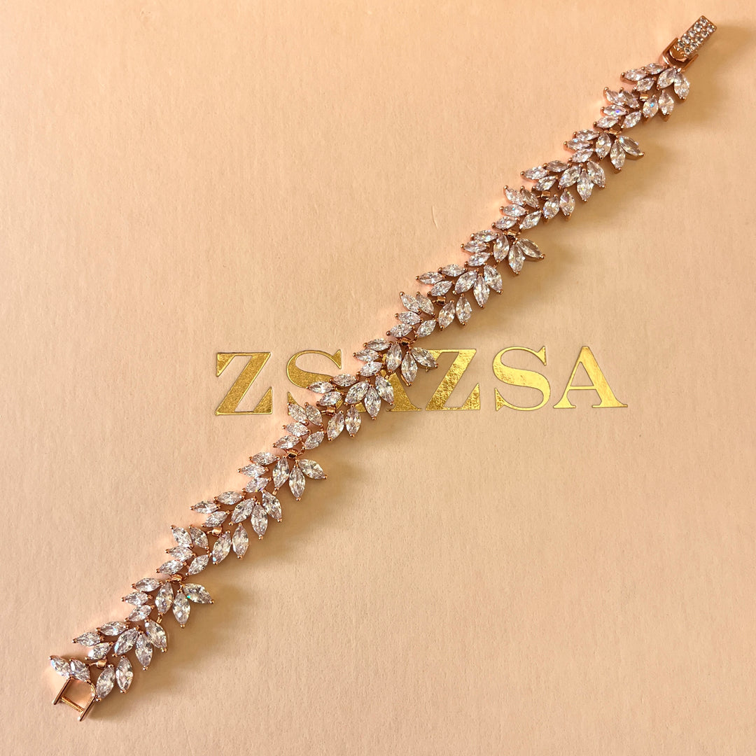 Marquise zircone rose gold plated set