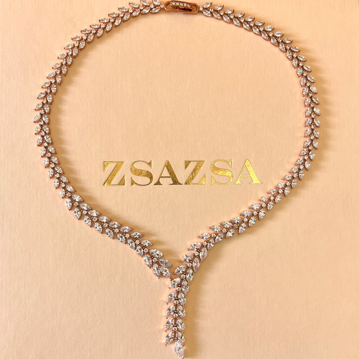 Marquise zircone rose gold plated set