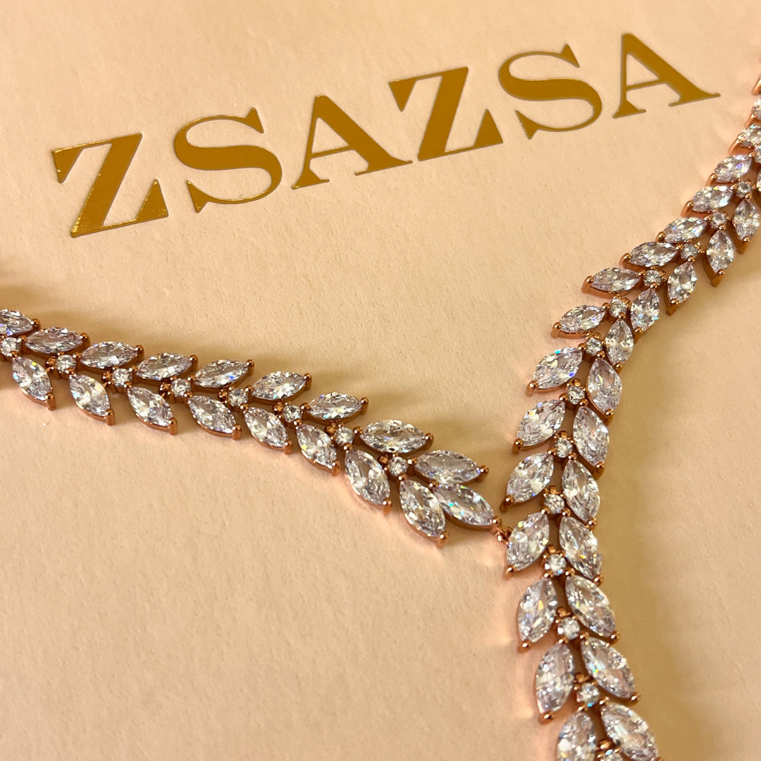 Marquise zircone rose gold plated set