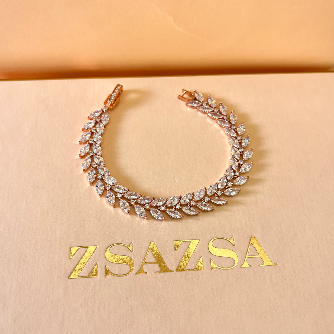 Marquise zircone rose gold plated set