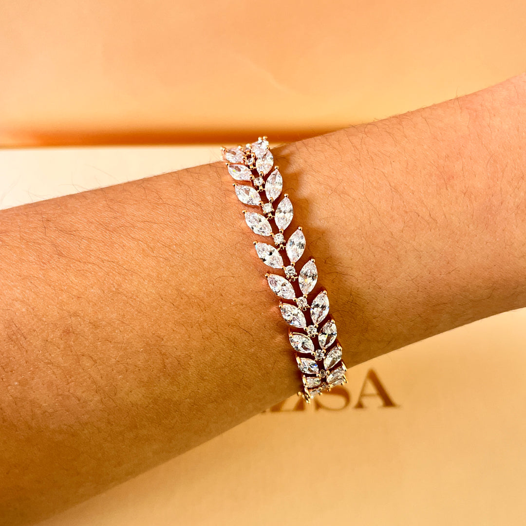 Marquise zircone rose gold plated set