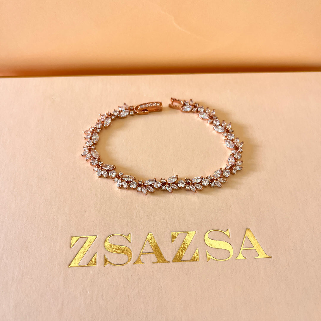 Marquise zircone rose gold plated set