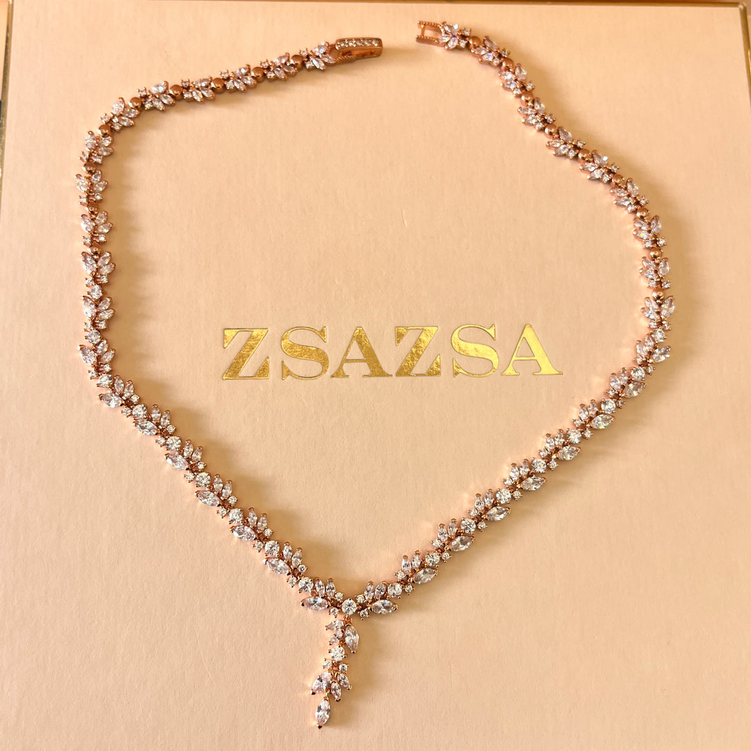 Marquise zircone rose gold plated set