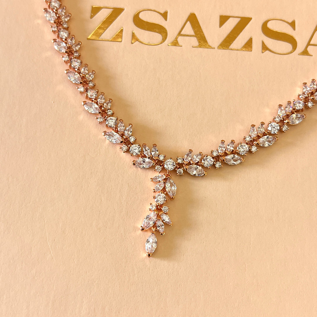 Marquise zircone rose gold plated set
