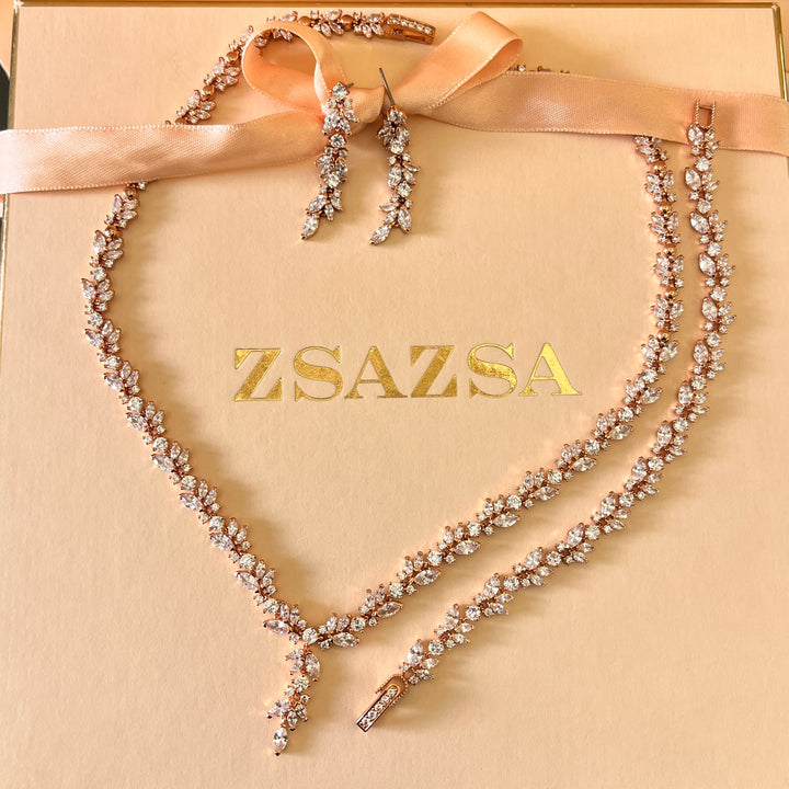 Marquise zircone rose gold plated set