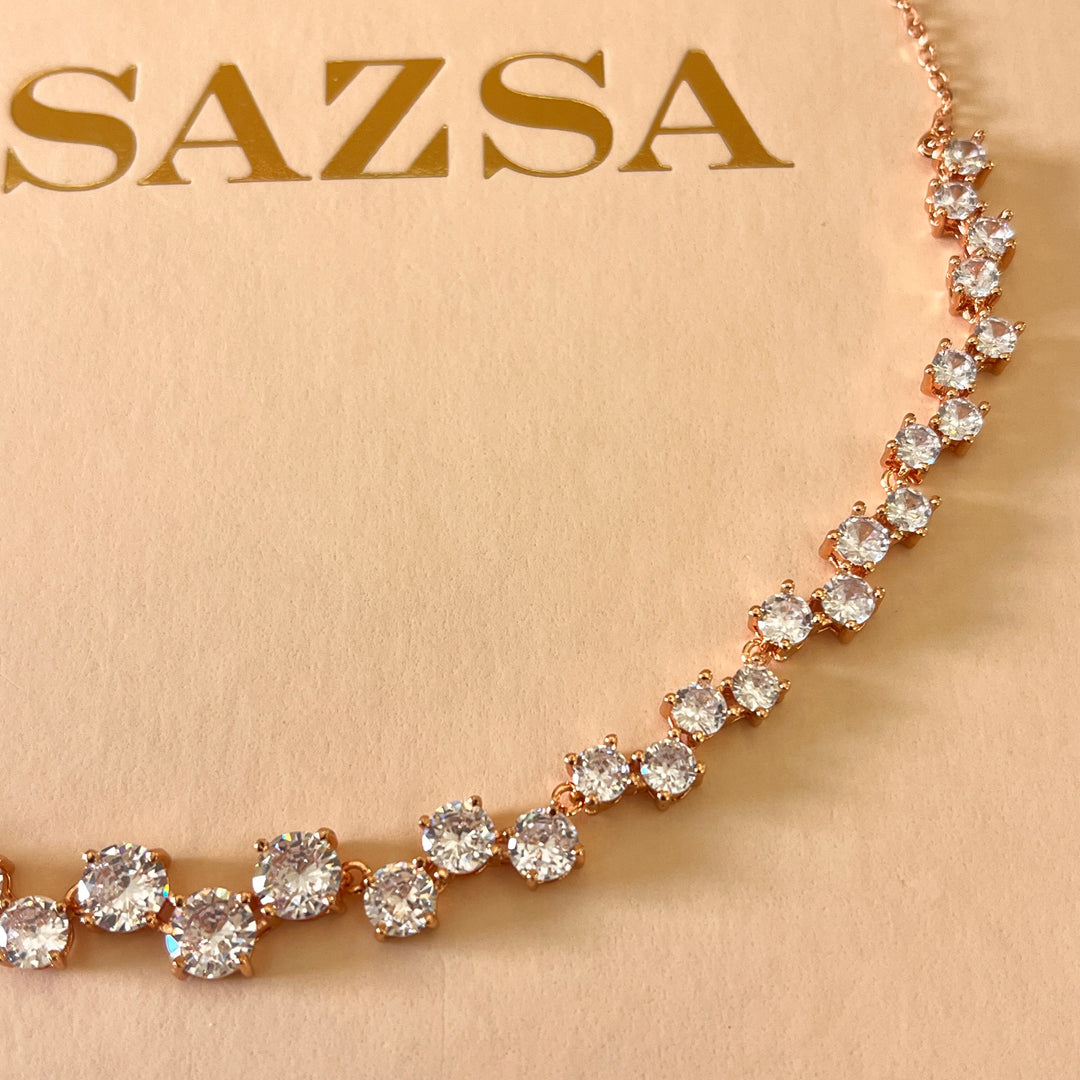 Teardrop zircone white gold plated set