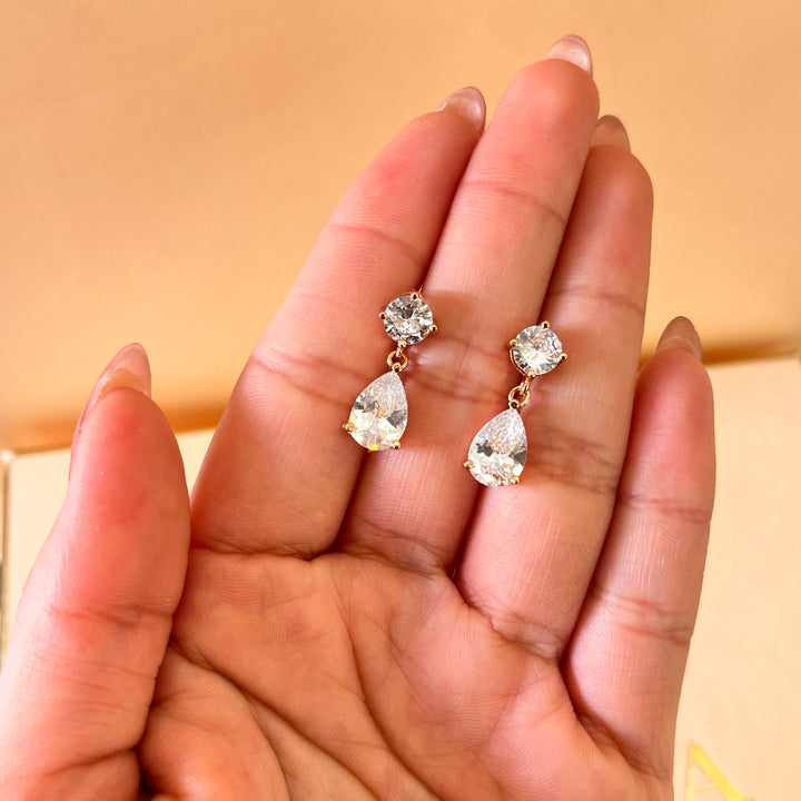 Teardrop zircone white gold plated set