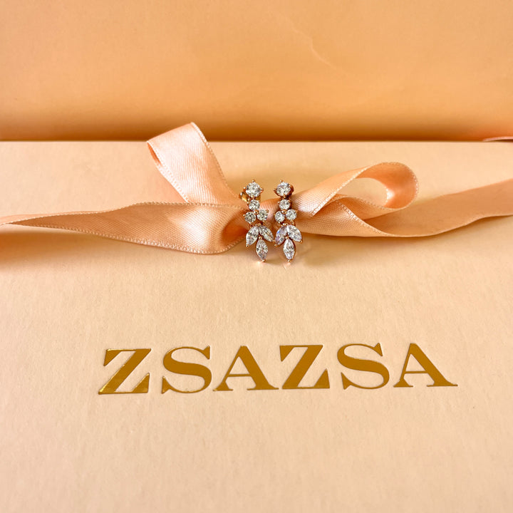 Marquise and round zircone rose gold plated set