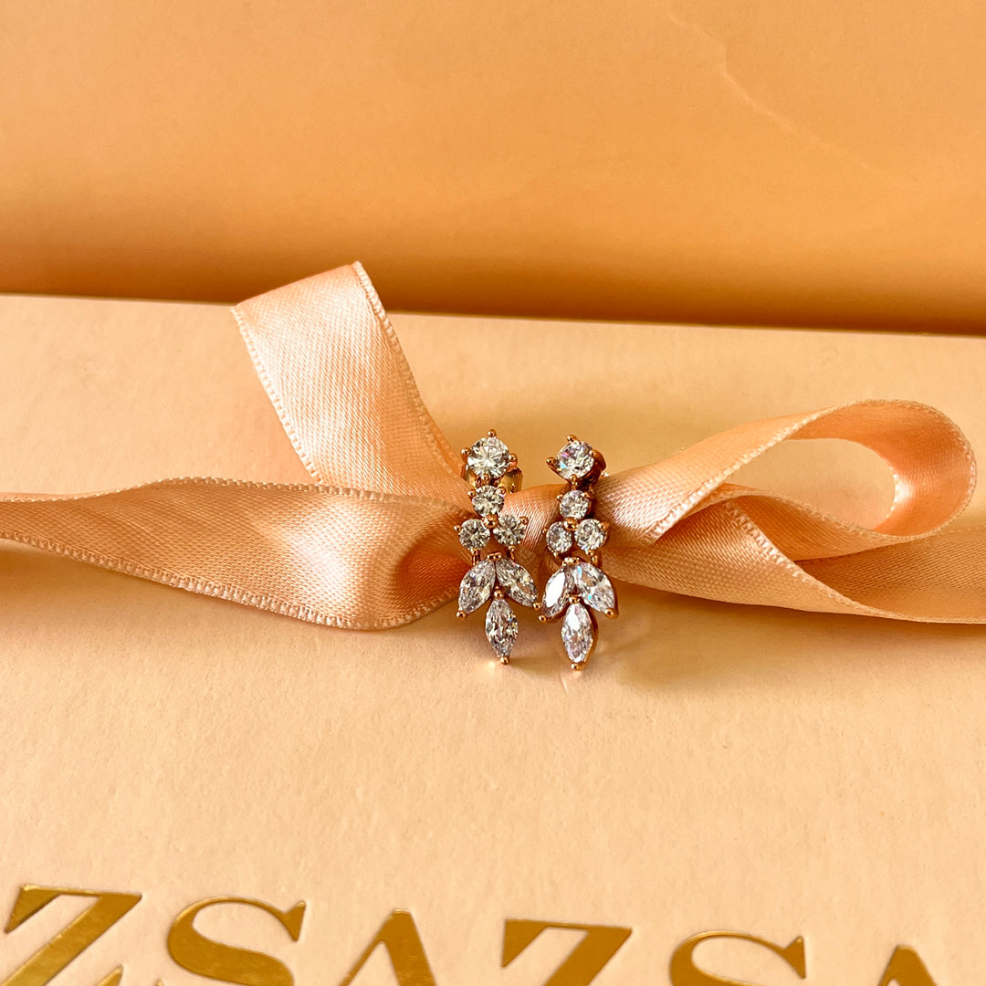 Marquise and round zircone rose gold plated set