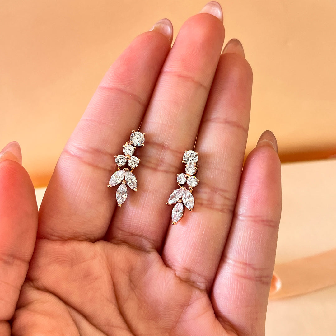 Marquise and round zircone rose gold plated set