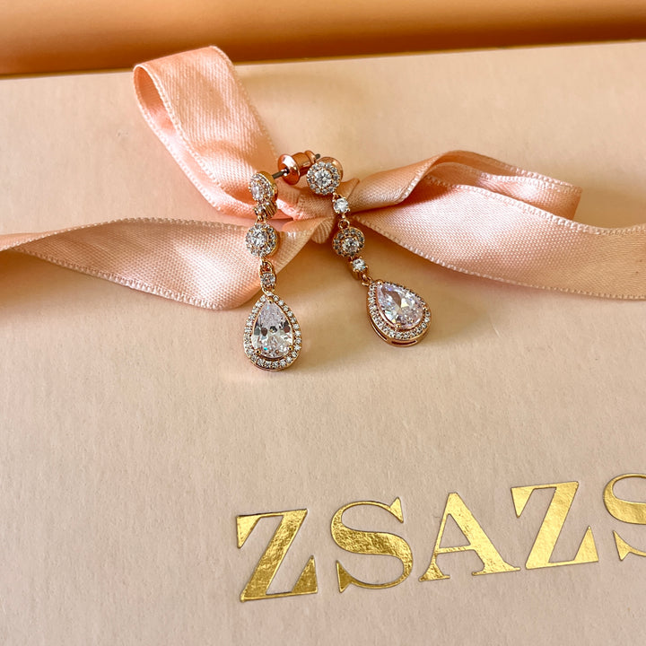 Teardrop zircone rose gold plated set