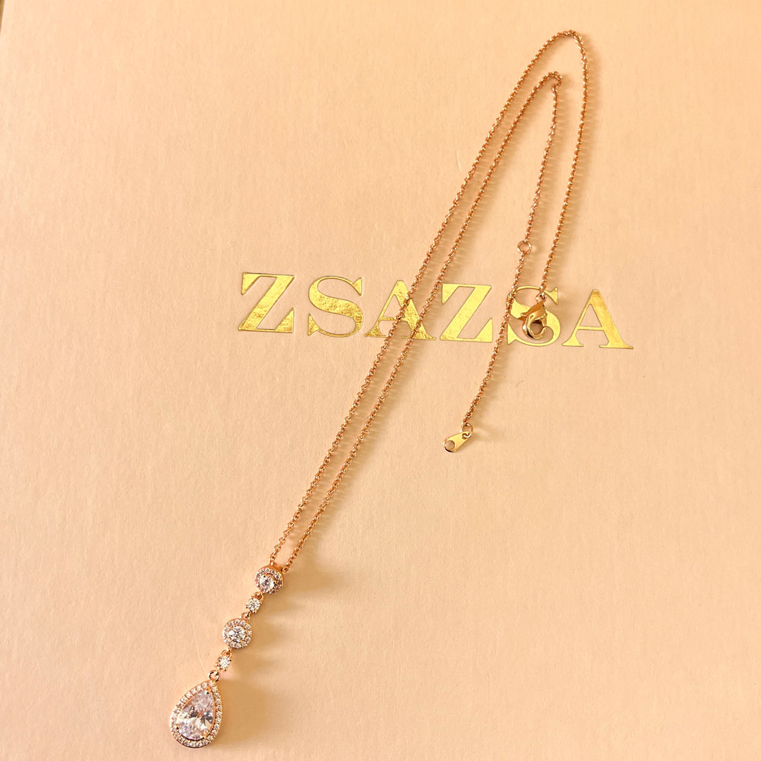 Teardrop zircone rose gold plated set
