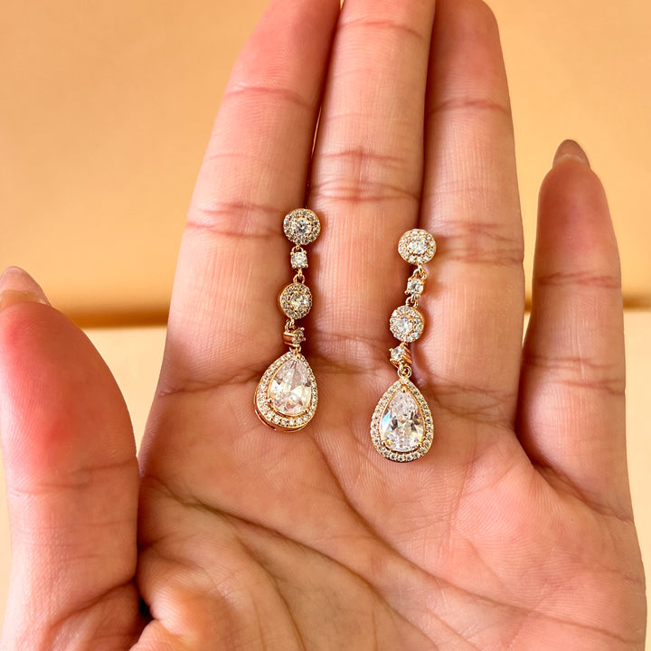 Teardrop zircone rose gold plated set
