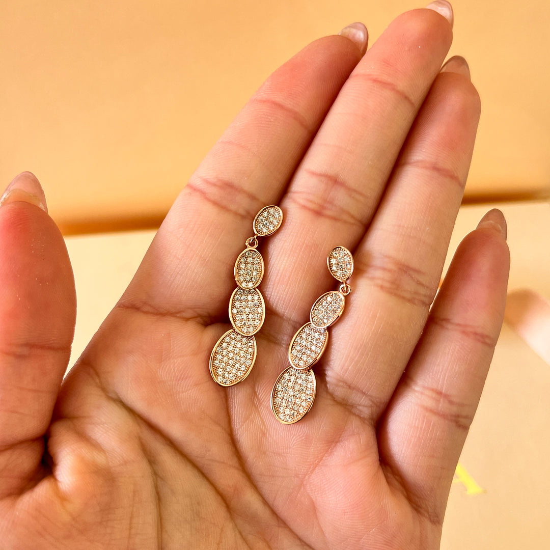 Zircone rose gold plated oval set