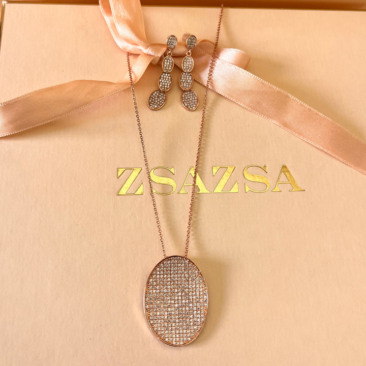 Zircone rose gold plated oval set