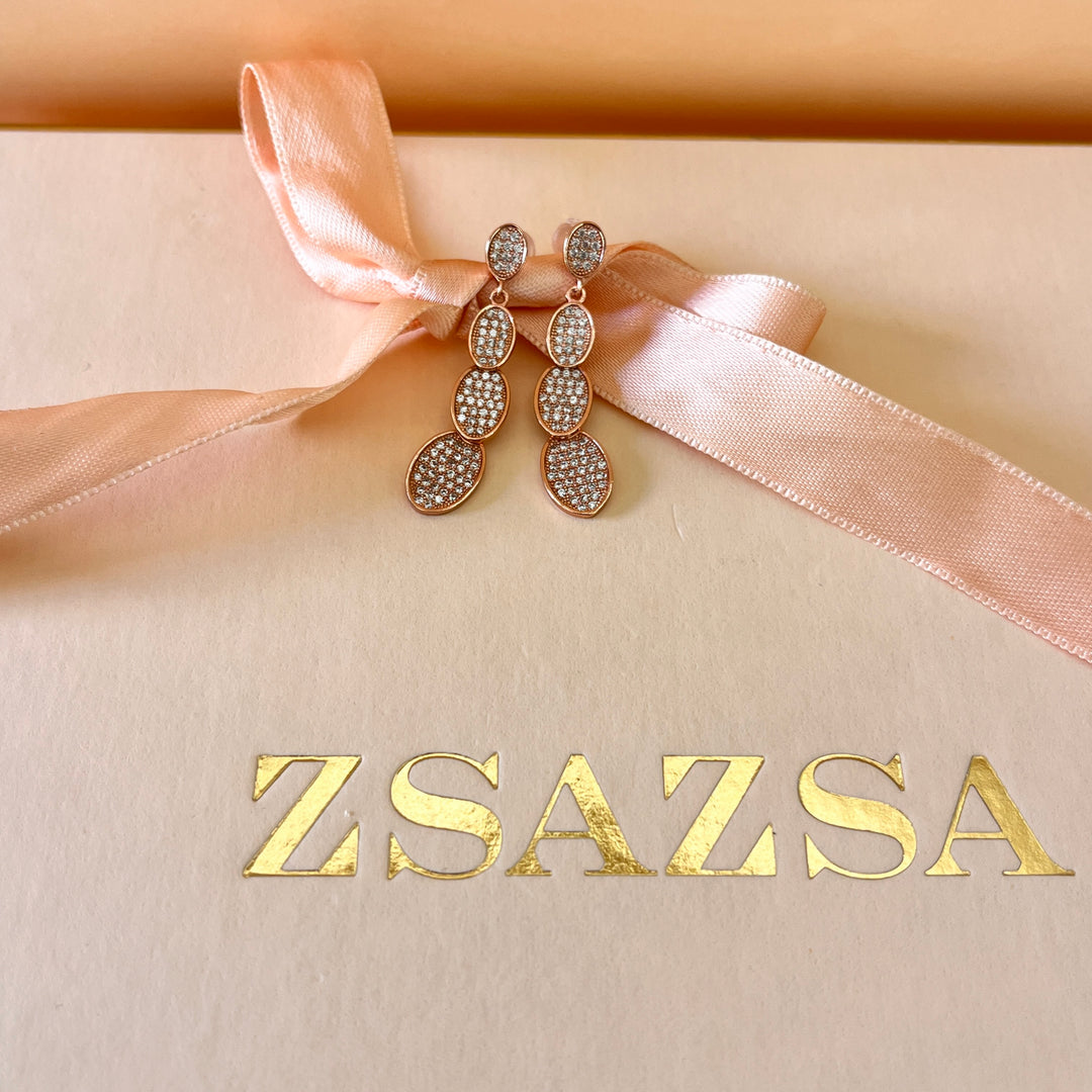 Zircone rose gold plated oval set