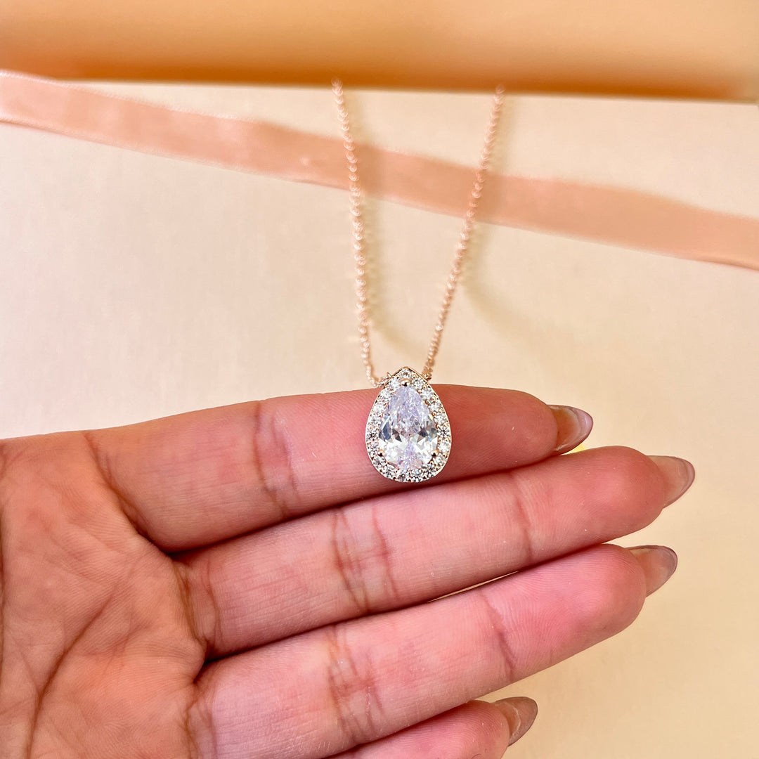 Teardrop zircone rose gold plated set