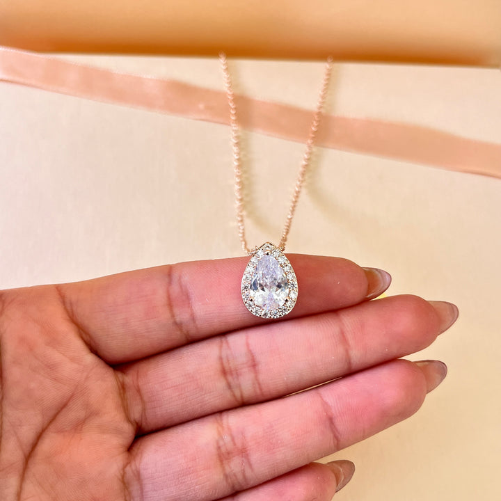 Teardrop zircone rose gold plated set