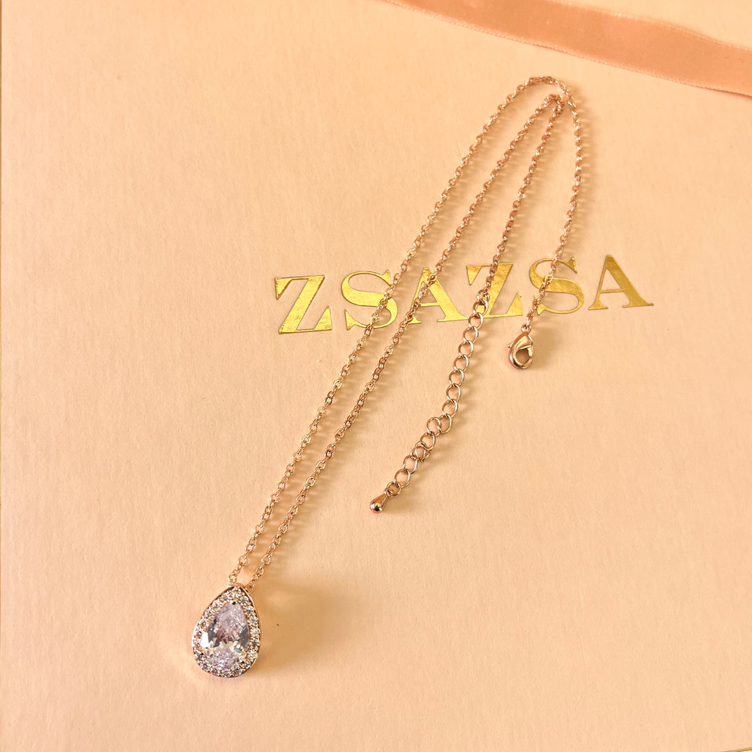 Teardrop zircone rose gold plated set