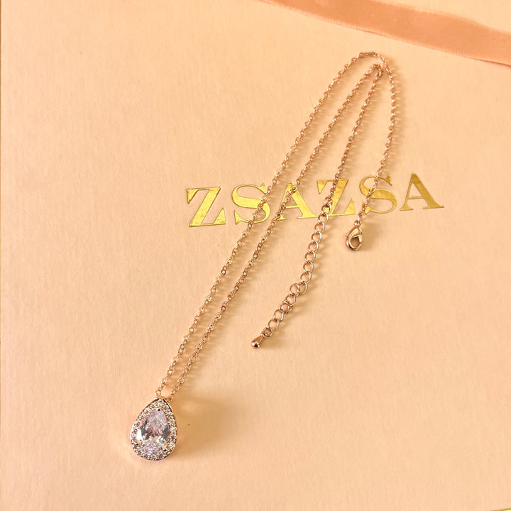Teardrop zircone rose gold plated set