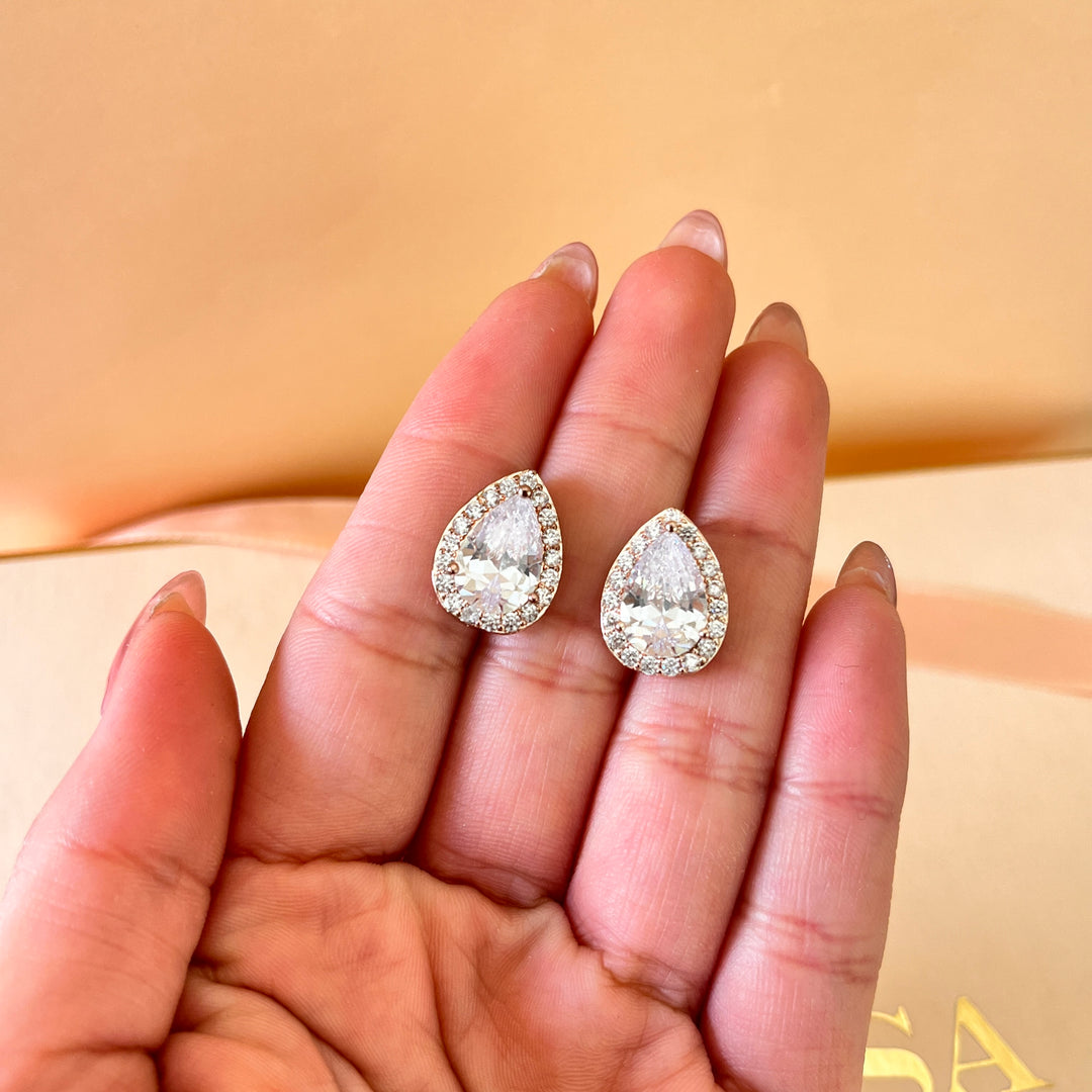Teardrop zircone rose gold plated set