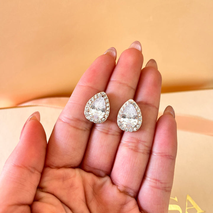 Teardrop zircone rose gold plated set