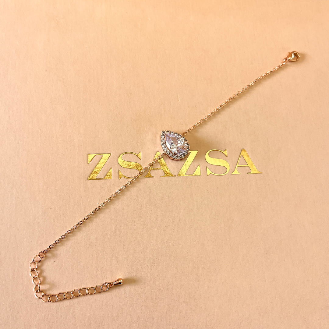 Teardrop zircone rose gold plated set