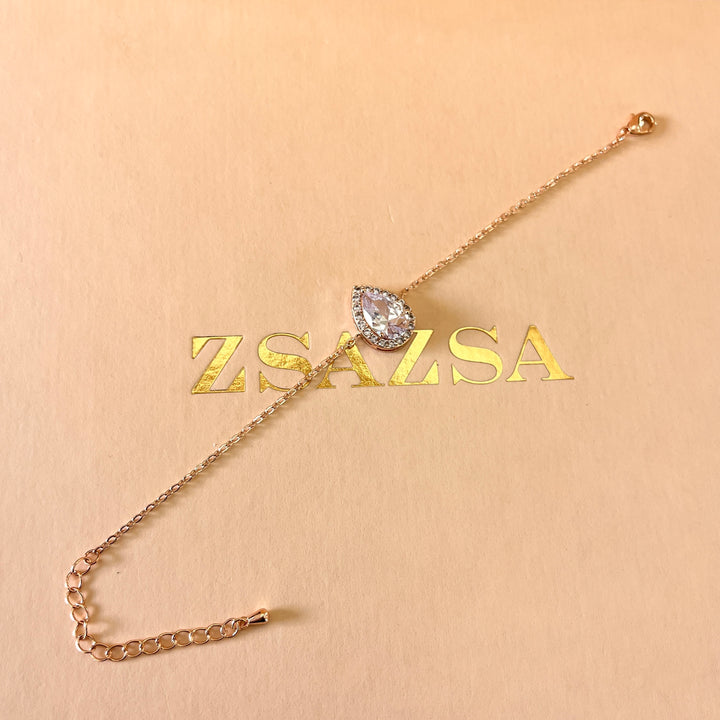 Teardrop zircone rose gold plated set