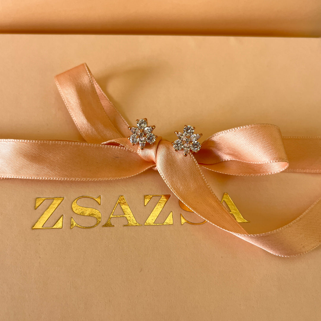 Marquise and round zircone rose gold plated earrings and bracelet