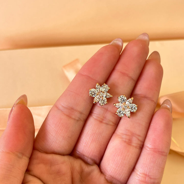 Marquise and round zircone rose gold plated earrings and bracelet