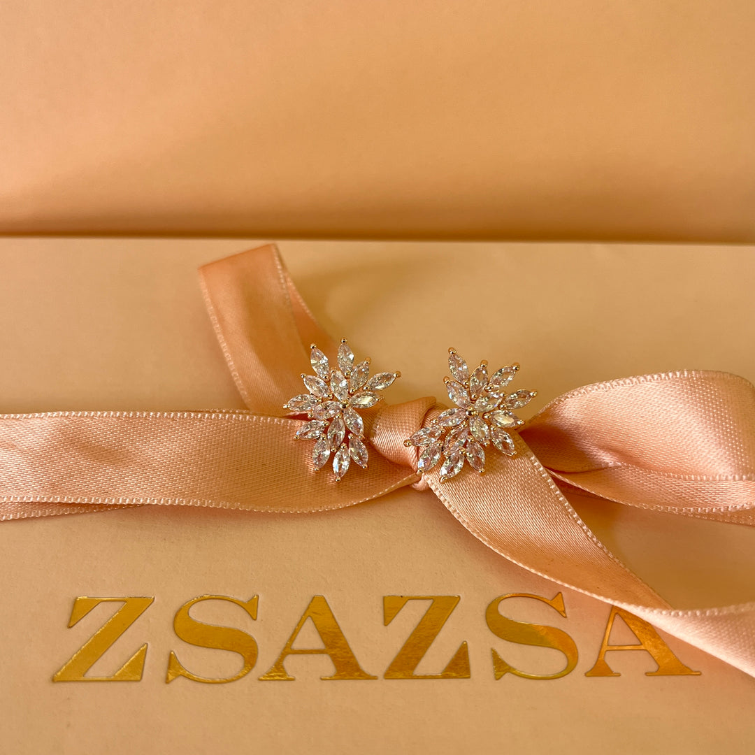 Marquise zircone rose gold plated earrings and bracelet