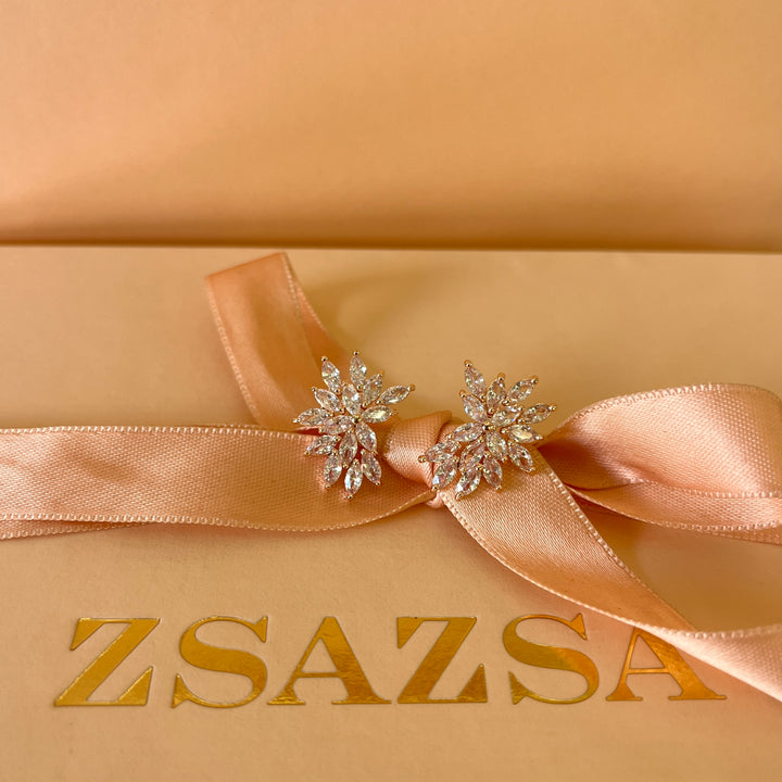 Marquise zircone rose gold plated earrings and bracelet
