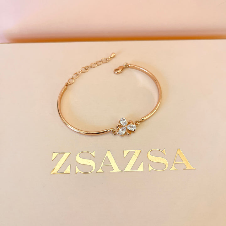 Teardrop zircone light rose gold plated bangle