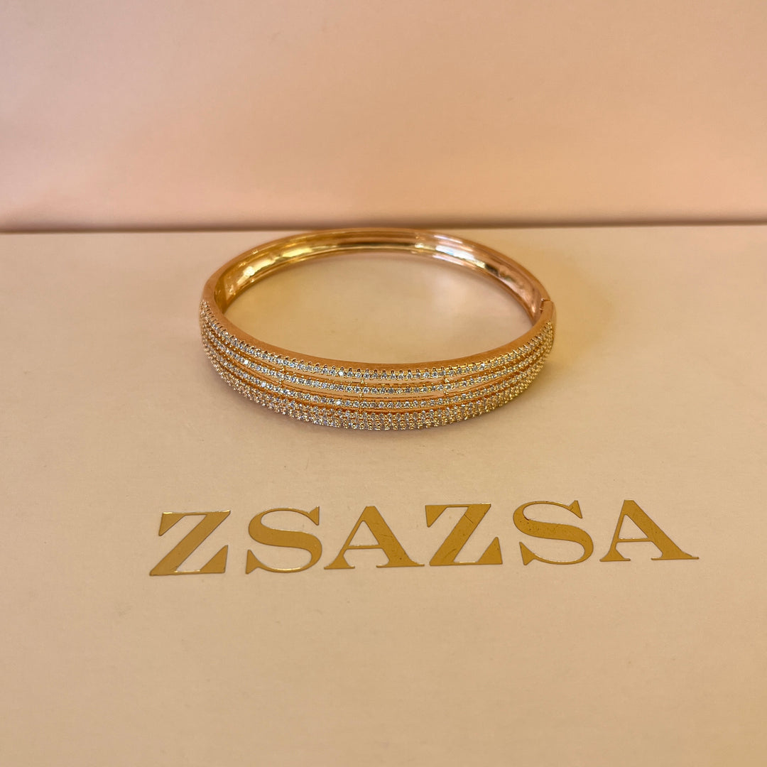 6 rows zircone light rose gold plated bangle