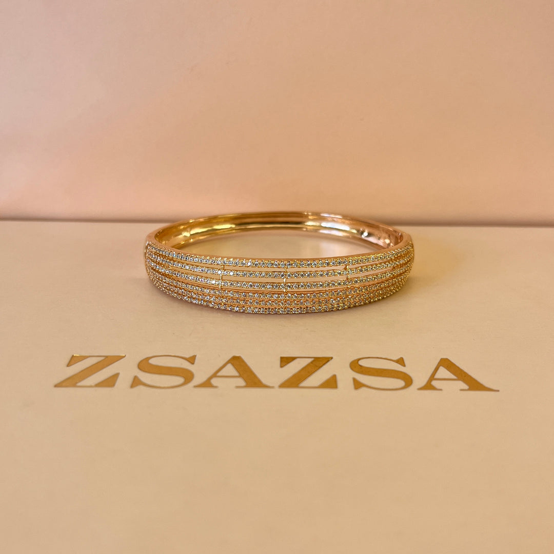 6 rows zircone light rose gold plated bangle