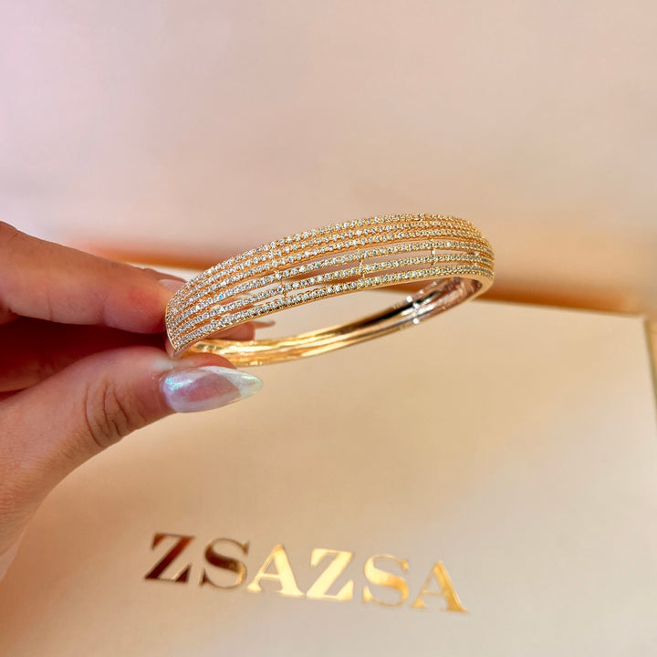 6 rows zircone light rose gold plated bangle