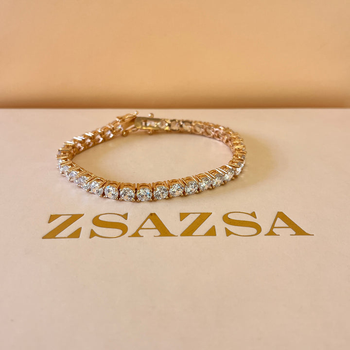 Zircone light rose gold plated tennis bracelet