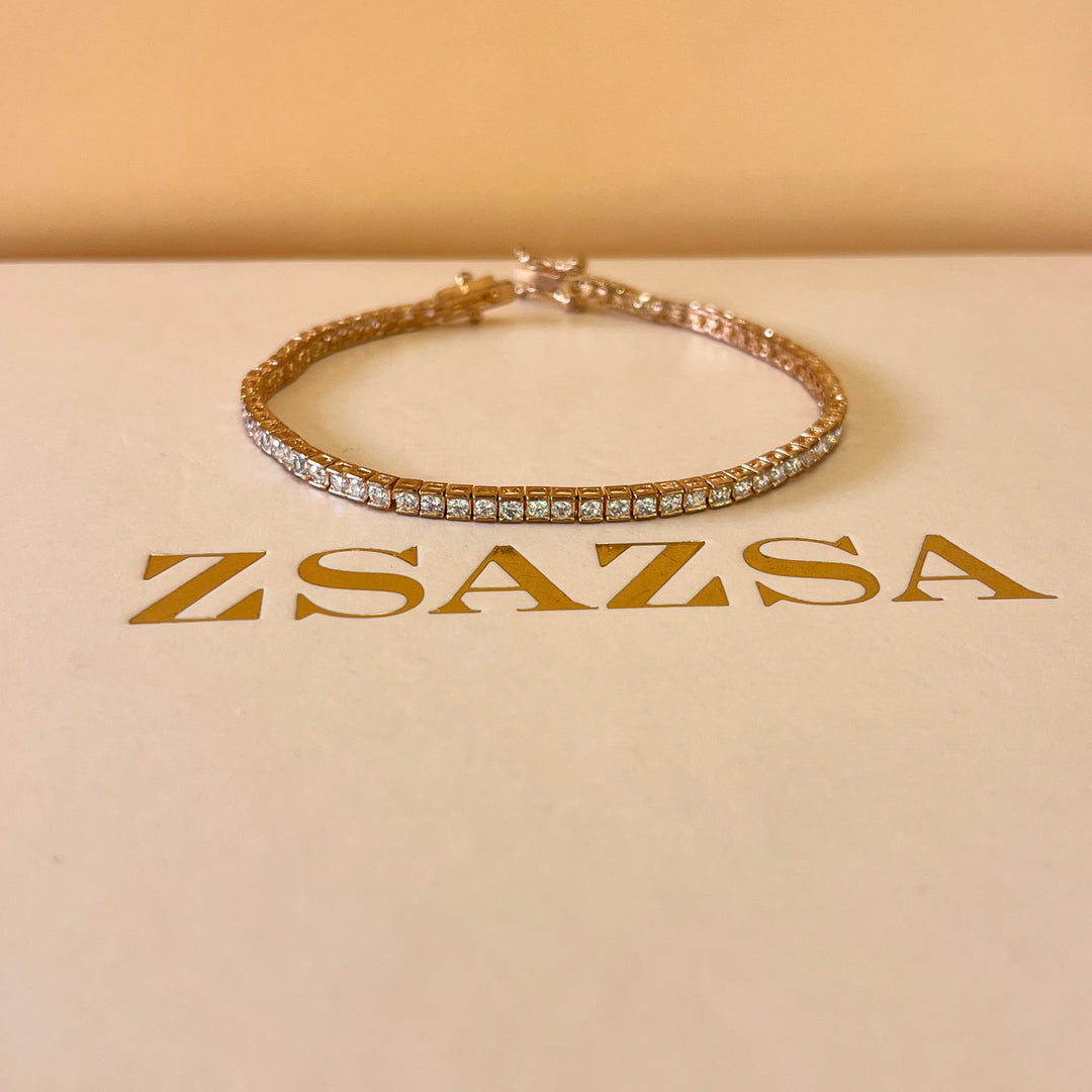 Zircone light rose gold plated tennis bracelet