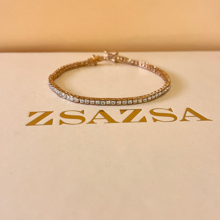 Zircone light rose gold plated tennis bracelet