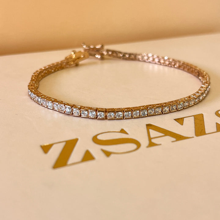 Zircone light rose gold plated tennis bracelet