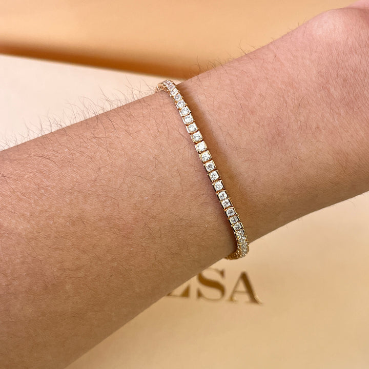 Zircone light rose gold plated tennis bracelet