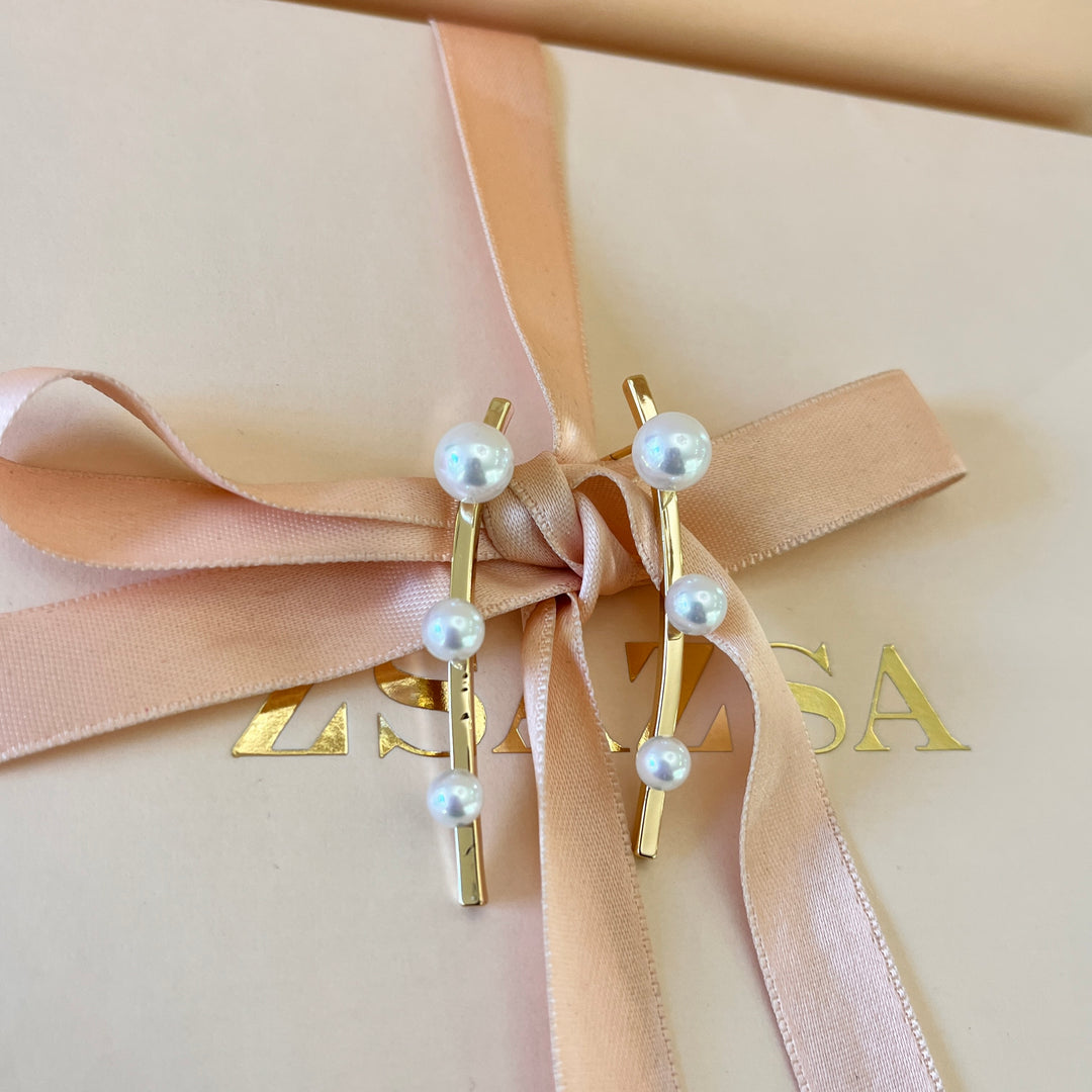 White Mallorca pearls gold plated earrings