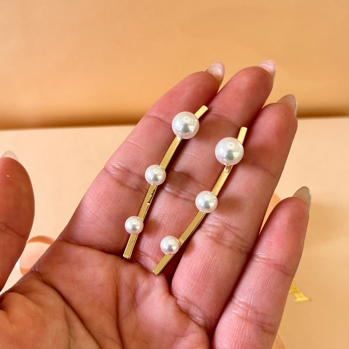 White Mallorca pearls gold plated earrings