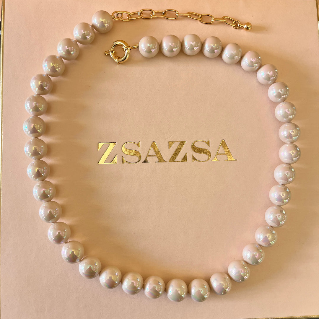 Light pink Mallorca pearls gold plated set