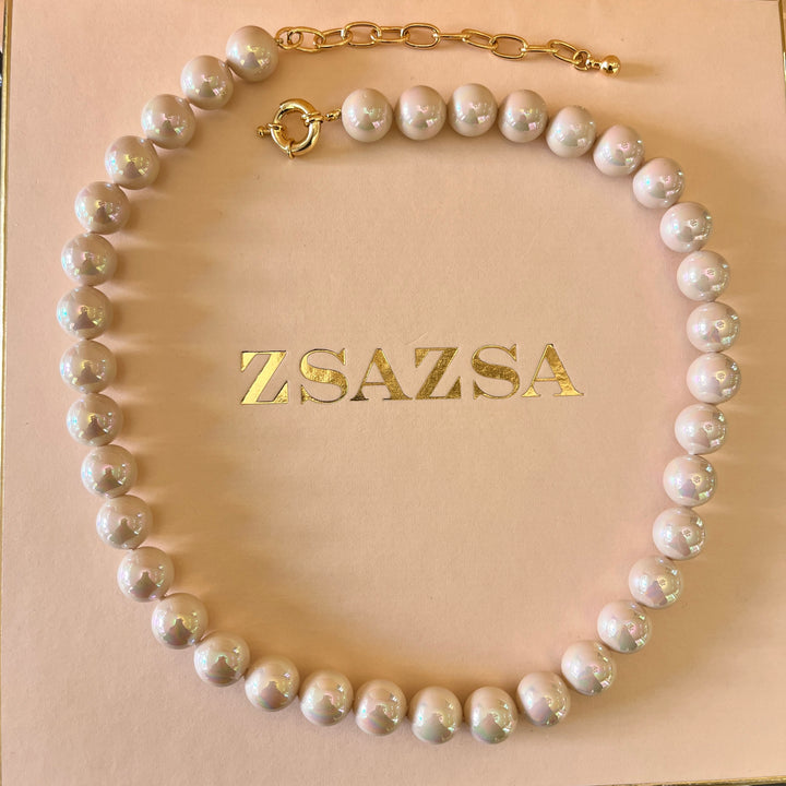 Light pink Mallorca pearls gold plated set