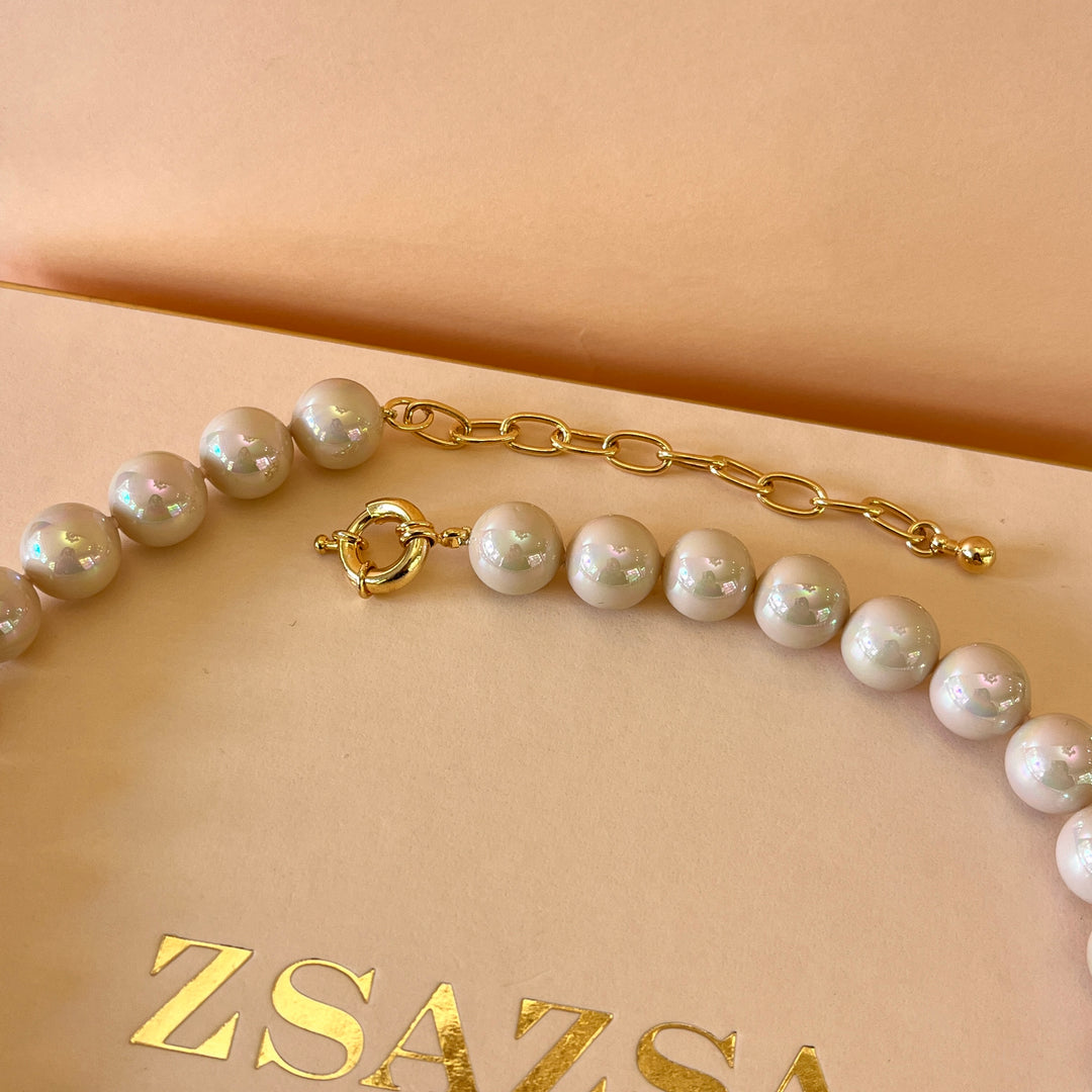 Light pink Mallorca pearls gold plated set