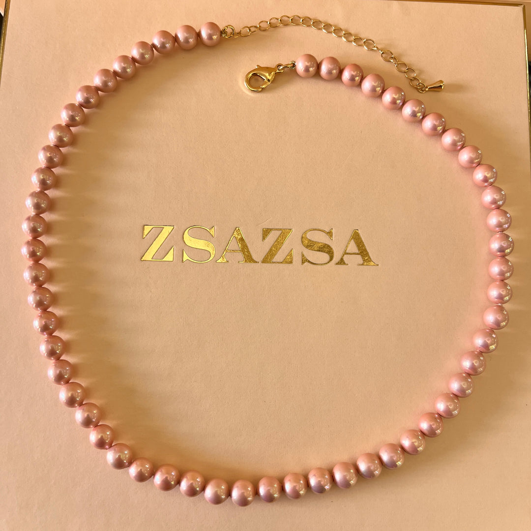 Pink Mallorca pearls gold plated set