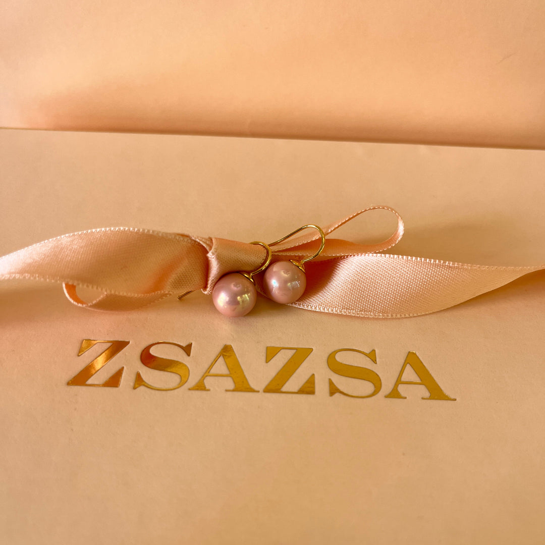 Pink Mallorca pearls gold plated set