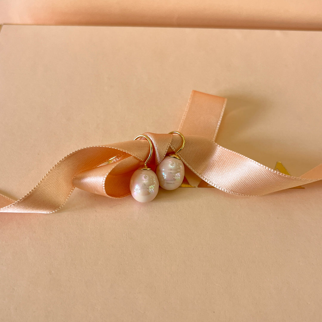 Light pink Mallorca pearls gold plated set