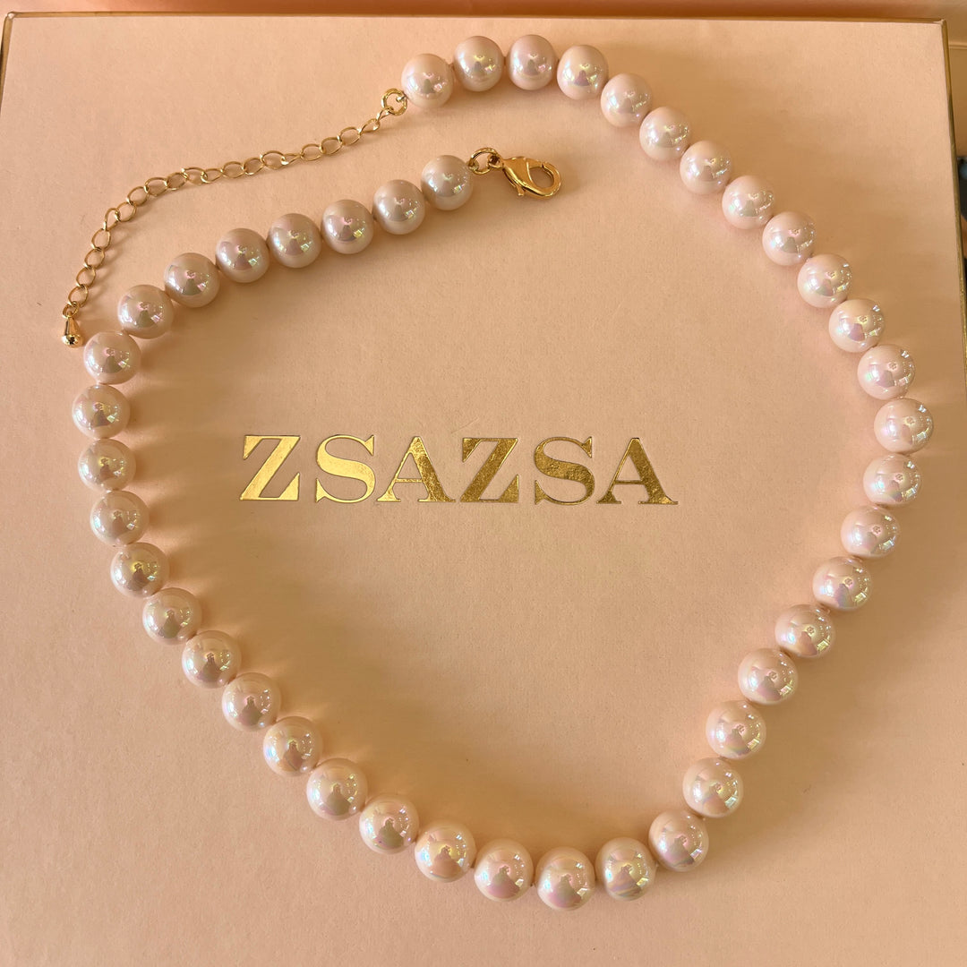 Light pink Mallorca pearls gold plated set
